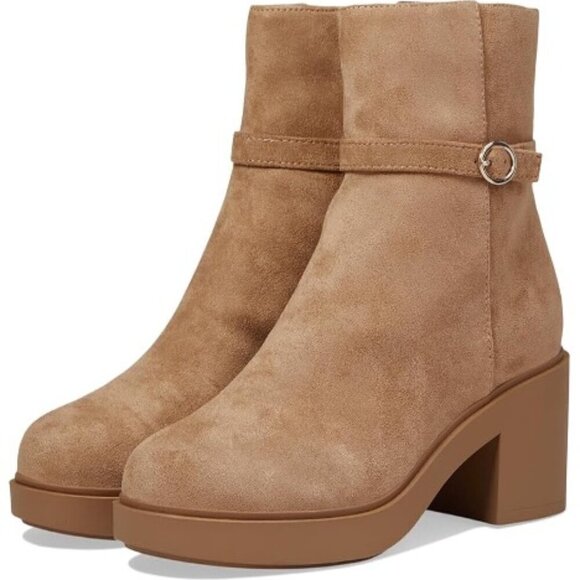 Anne Klein Fenix Suede Chunky Platform Y2K Tall Ankle Boot Block Heel Size 9.5 - Picture 2 of 6